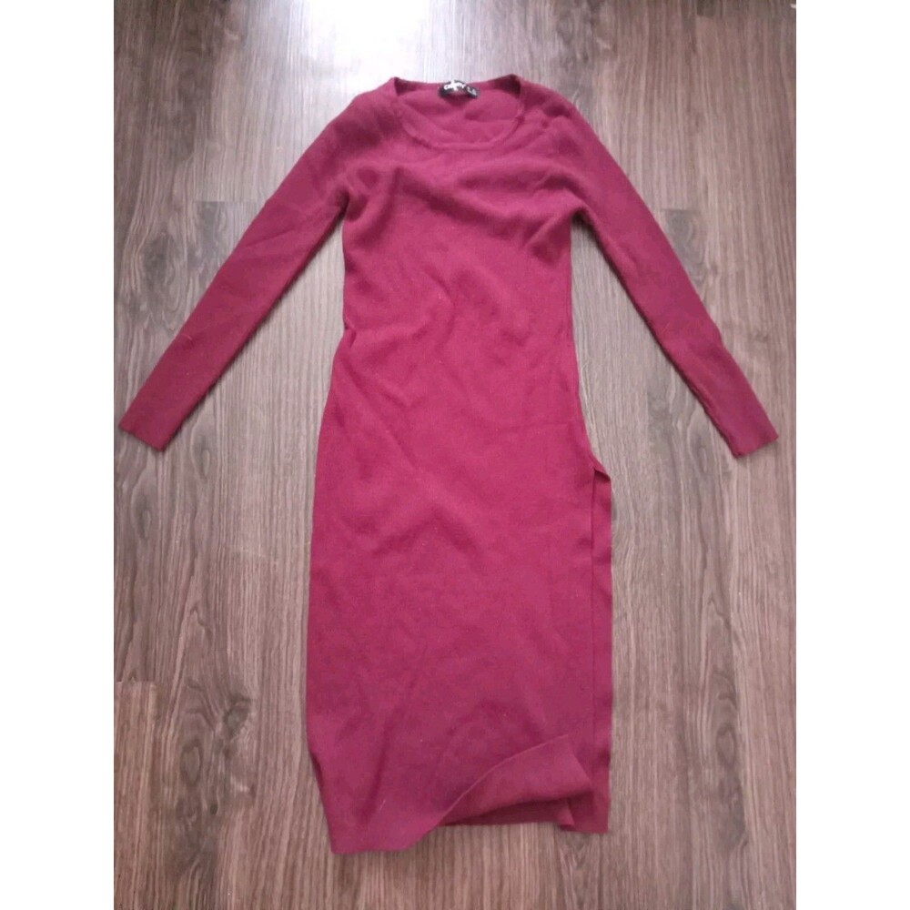 Capuffy Maroon Knot Ribbed Sweater Dress Womens Size Medium